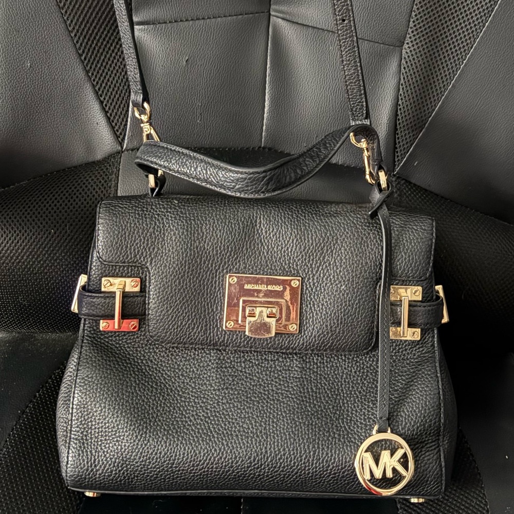 Michael Kors Black Satchel with Gold Accents